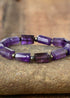Boho Bracelet, Stretchy Bracelet, Blue Lapis and Purple Amethyst